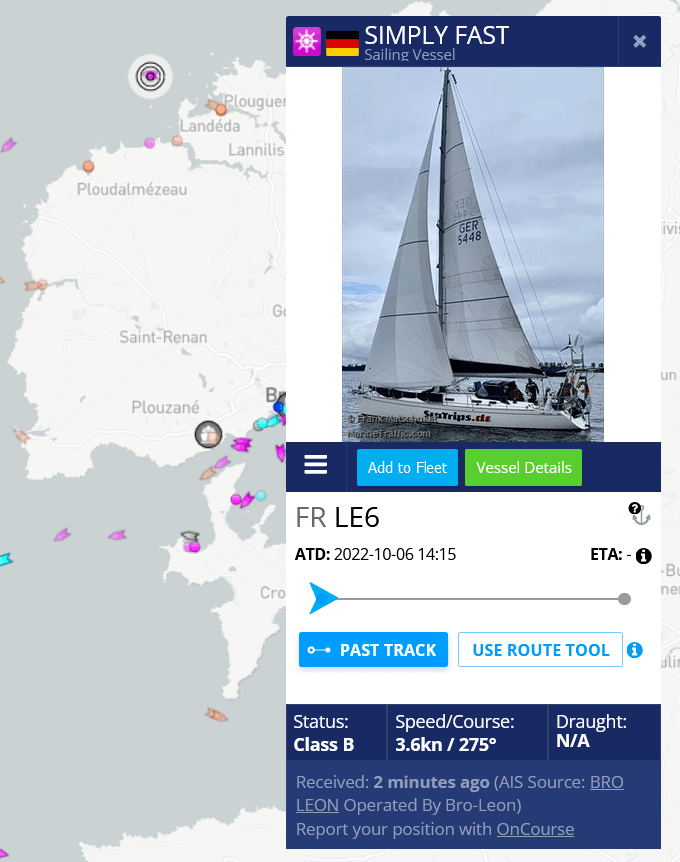 Die aktuelle Position der Simply Fast Yacht auf Marinetraffic.com auf Live-Karte sehen